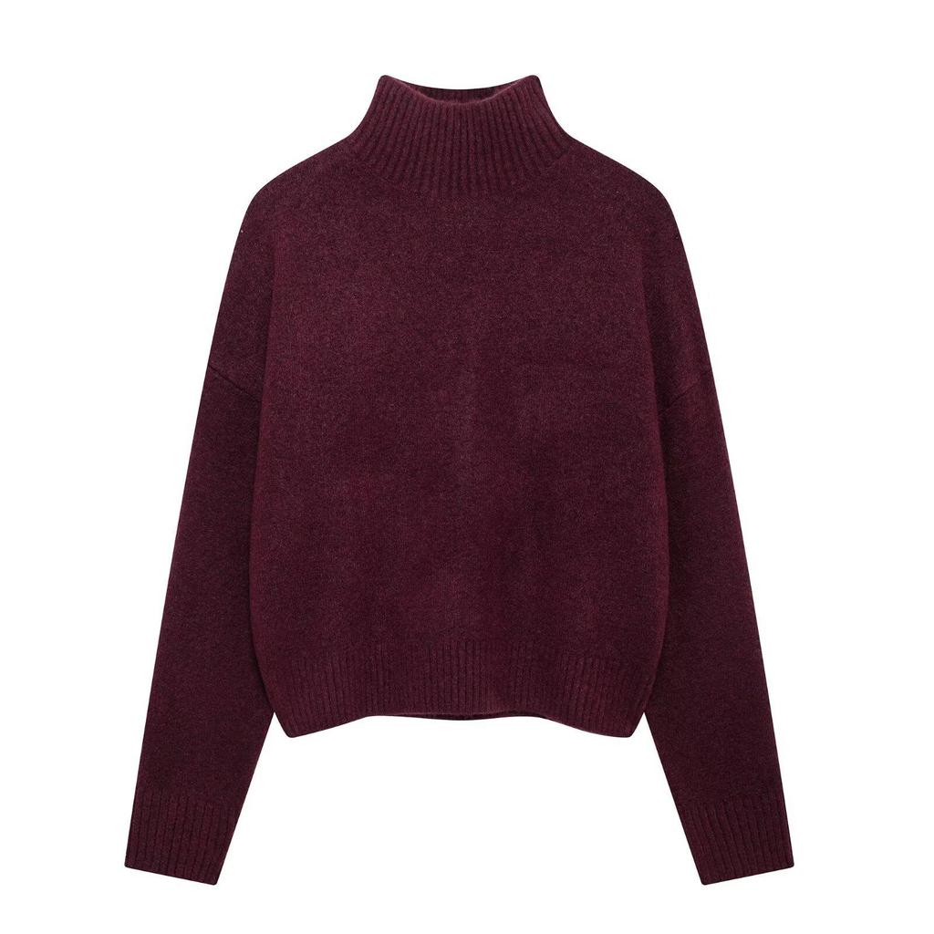 Autumn Women's European & American High Neck Long Sleeve Knitwear