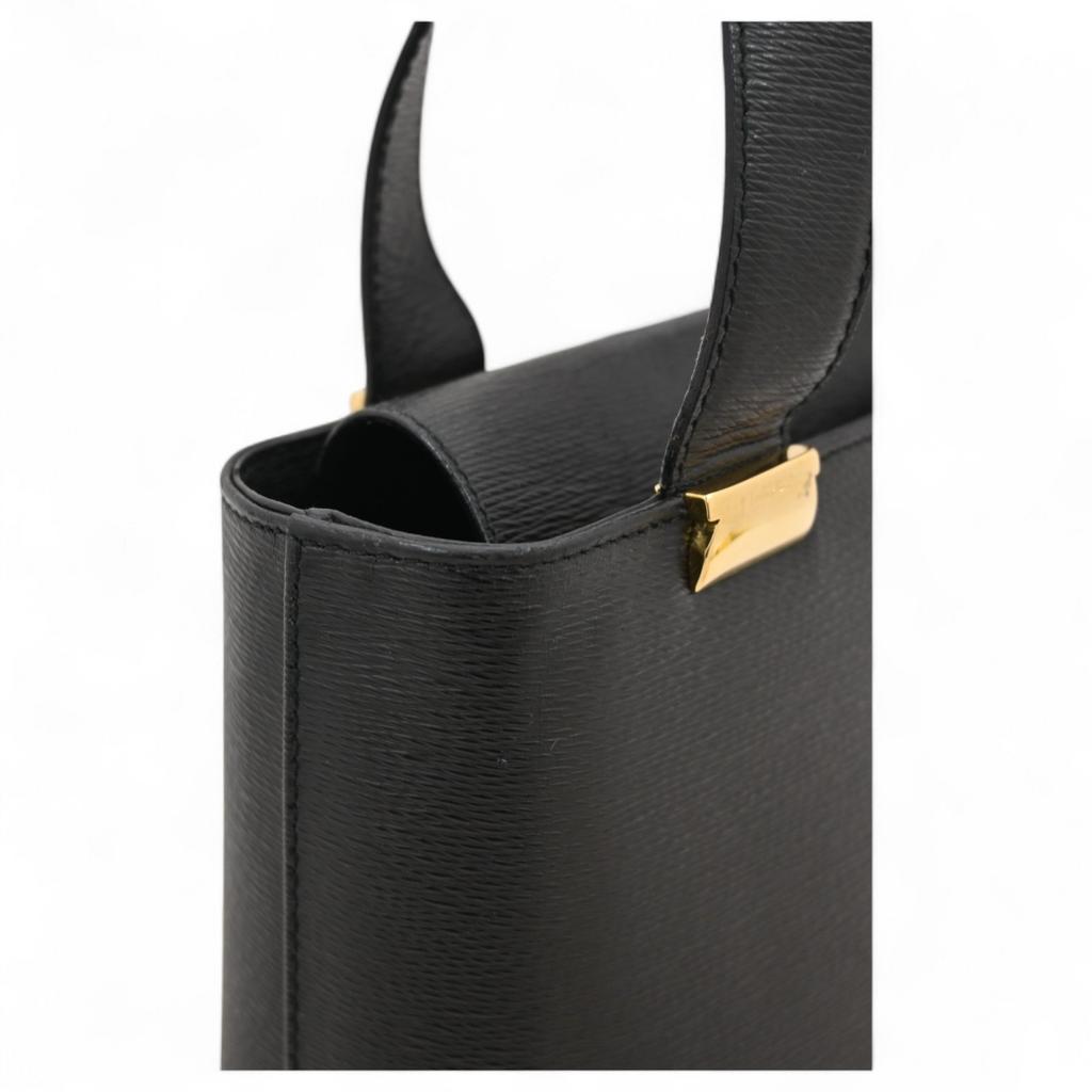 Authentische Ferragamo 2-Wege-Handtasche schwarzes Leder sf5608cc