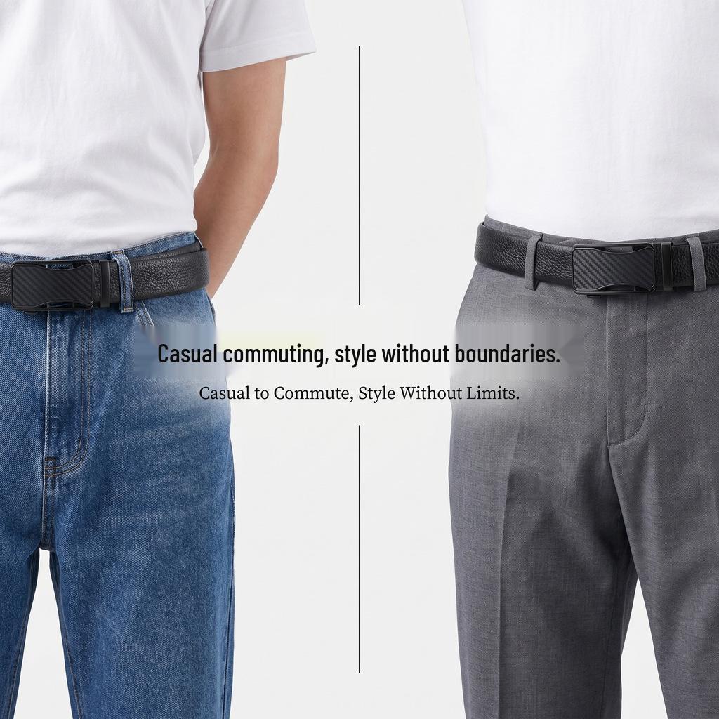Men's Genuine Leather Automatic Buckle Belt