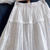 Japanischer Mori Girl Frühling Sommer Damen A-Linien-Rock Hohe Taille Süßer Blumenspitzen-Rüschen-Patchwork-Rock Eleganter Femininer Damenrock
