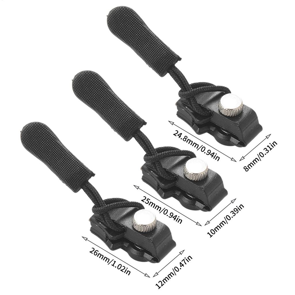 3-Piece Heavy Duty Detachable Luggage Slider Zipper Jacket Zipper Repair Kit Pull Replacement Kit For Coat Clothing Jeans Boot
