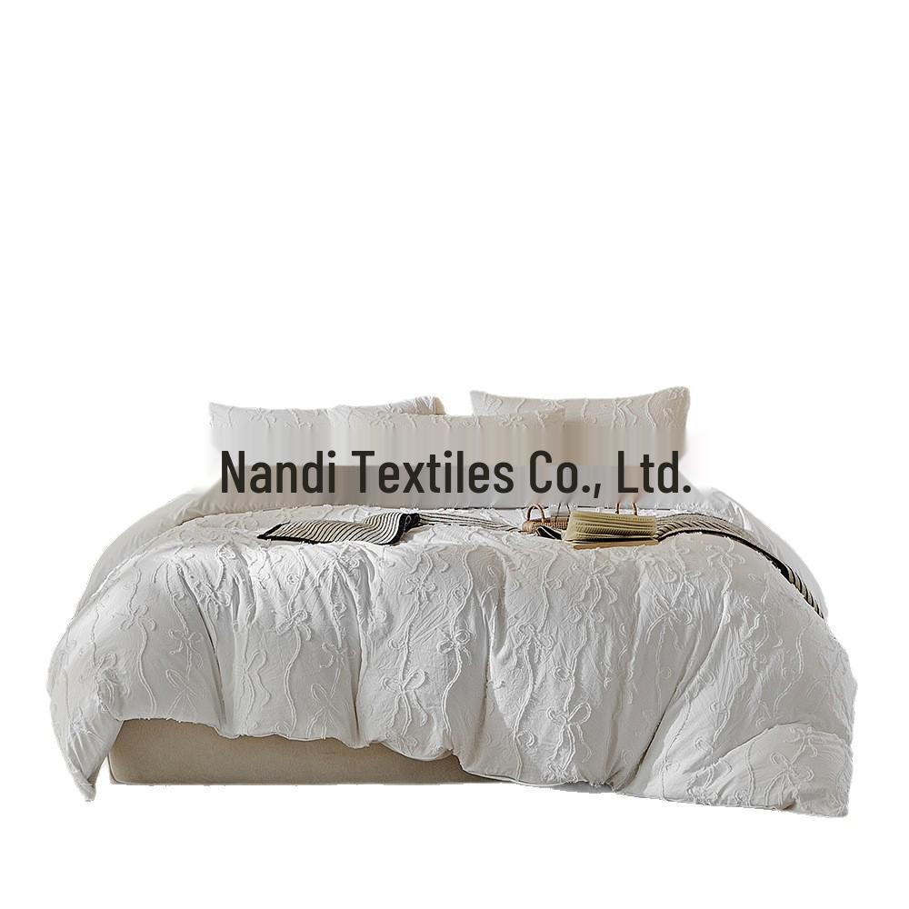 Nandi Solid Color Simple Cutout Bow Bedding EU Single: 135x200 cm