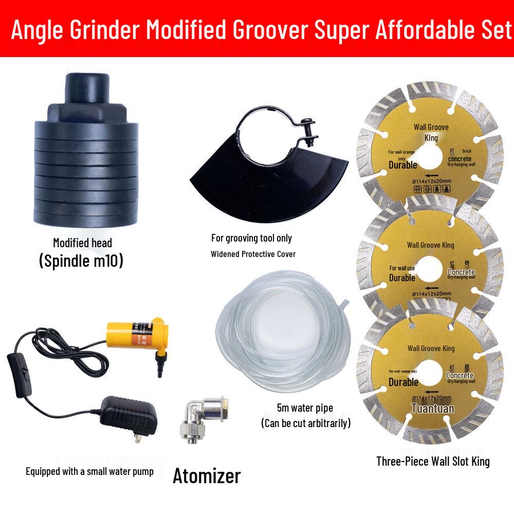Automatic 100-Type Angle Grinder Converted to Woodworking and Grooving Machine for Plumbers & Electricians with Multi-Blade Grooving