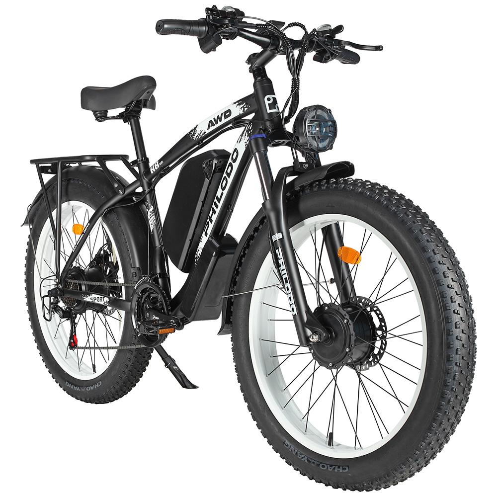 Elektrofahrrad Philodo H8 26" 3000W Motor All-Terrain E-Bike 48V 26AH 21 Gänge Fat Tire Erwachsenen E-Bike Maximale Zuladung 150Kg Weiß