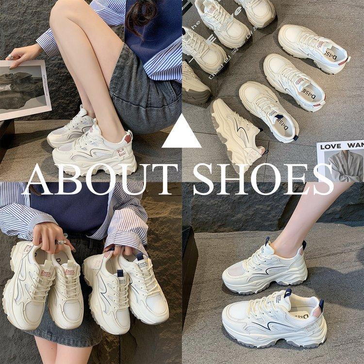 Thick-soled dad shoes for women 2025 spring new models, the popularity has increased, little white shoes, mesh breathable sports versatile cas