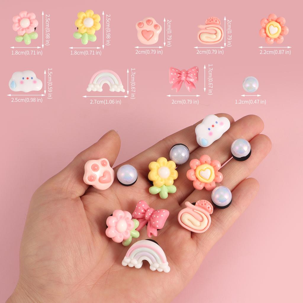 12 Pcs Cute and Sweet Style Hole Shoes Accessories DIY Shoe Flowers, DIY Girls, Women, Best Friends Same Style