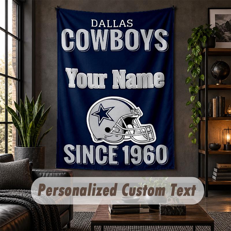 Personalized Wall Tapestry,Dallas Cowboys Custom Text, Soft Fabric Wall Art For Indoor Decoration
