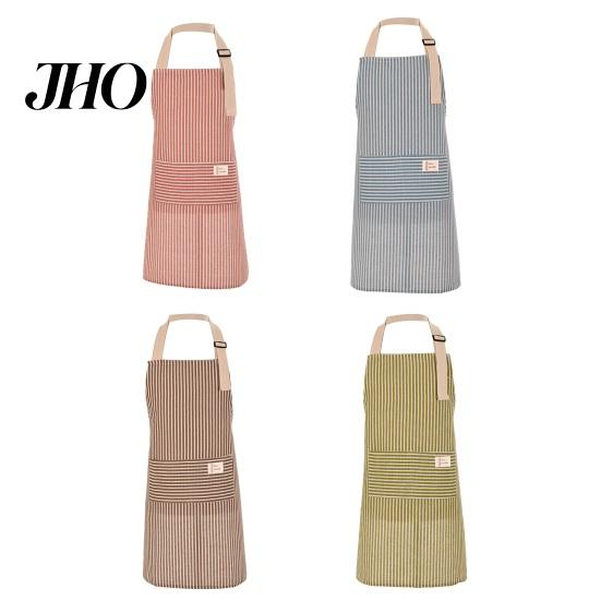 Waterproof Kitchen Apron Cotton Linen Striped with Pocket Breathable Oil-proof Pockets Adjustable Men Women Chef Cooking Baking Sleeveless Bib