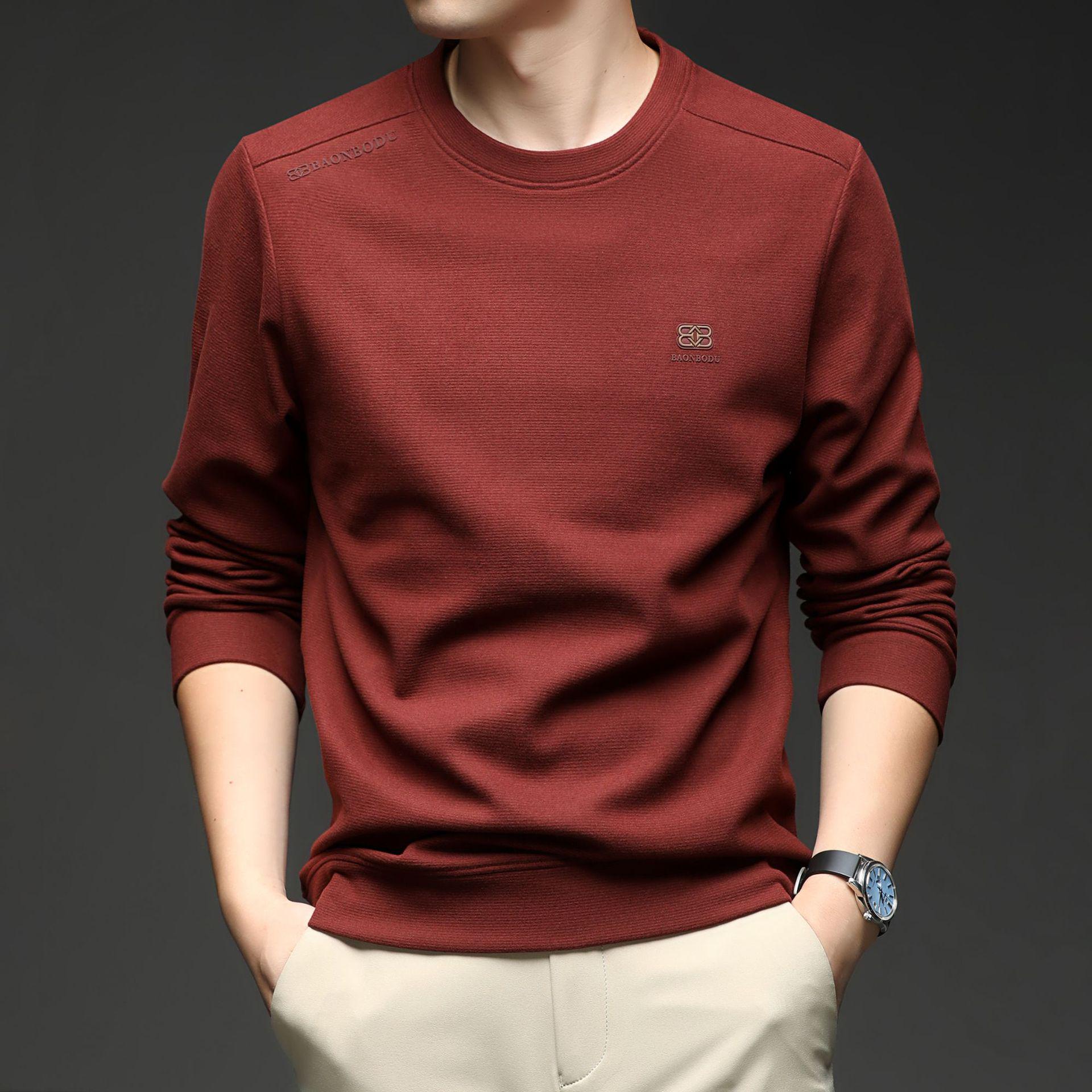 

2025 Spring/Autumn Versatile Men s Round Neck Long-Sleeve Sweatshirt - Comfortable for Middle-Aged & Young Men M fits 100-120jin