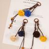Miu Qi Retro Colorful Tassel Ball Keychain Handmade Faux Leather Accessories For Casual Bags