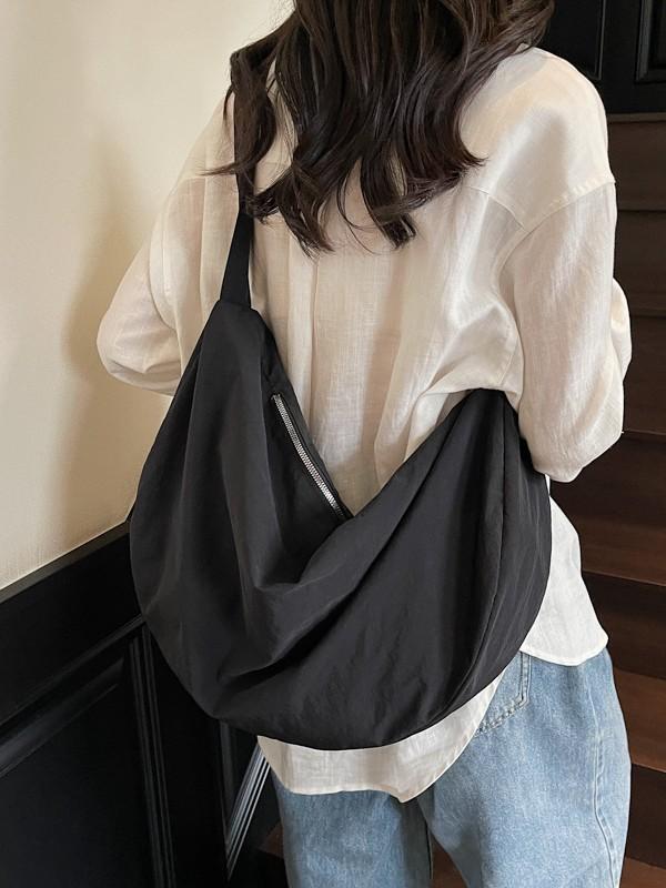 Summer Style Large Capacity Nylon Tote Bag With Zipper Closure For Daily Use