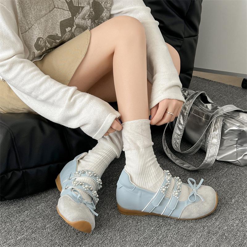 Xiaoxiangfeng slope heel Mary Jane shoes women's spring and autumn versatile one-pedal flat-soled single shoes mesh breathable casual women's shoes