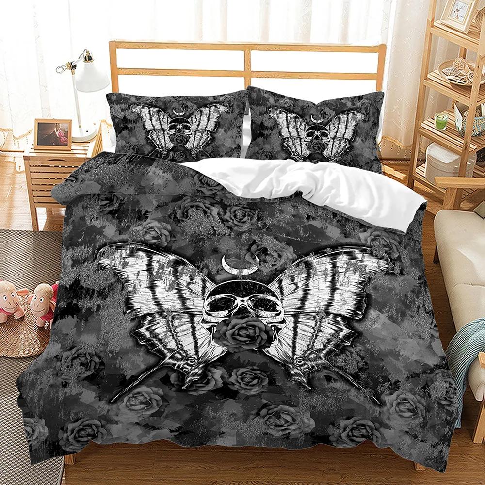 

Comforter Floral Skull Comforter Red Rose Sugar Skull For Queengothic Skull Bedding Set Death Skeleton Bones Comforter (quilt)-EU Single(135*200cm)3pcs