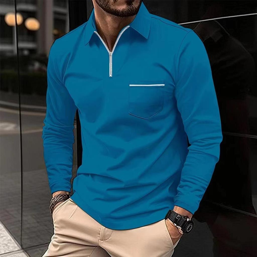 Autumn Long Sleeve Polo Shirt Lapel Men's Casual Sports Long Sleeve Top