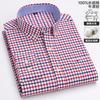 100% Cotton Oxford Men's Shirts Long Sleeves Plaid Soft Regular Fit Formal Dress Shirt Pocket Social Blouse Male Clothes 6XL 7XL