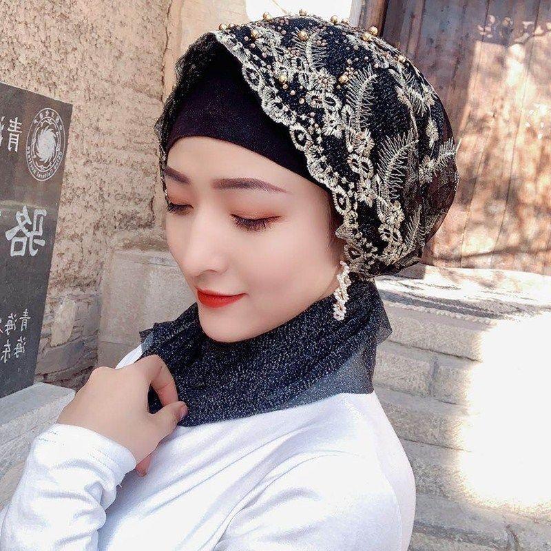 Lace Knotted Hat Ladies Wedding Headwear Eco-Friendly Breathable All Seasons Free size чёрный