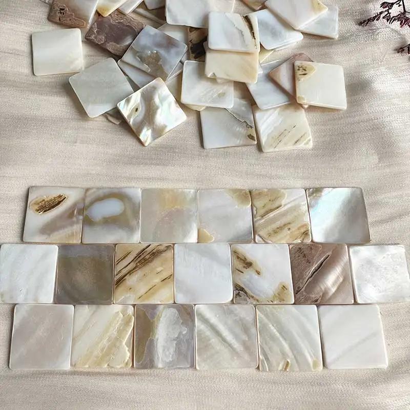 100g Square Mother of Pearl Mosaic Tiles Natural Shell Square Mosaic Pieces for Home Decoration Crafts Materials Hobbies