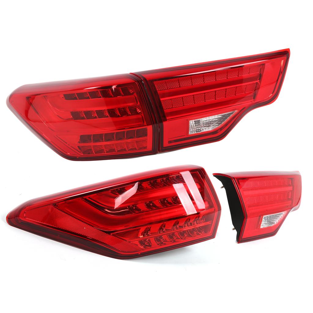 4pcs LED Taillights Integration Back Brake Reverse Lamp Red Lens Replacement for Highlander 2015‑2020