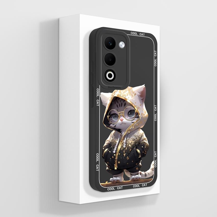 For Oppo A5 A5x A3x Realme C71 C75 Luxury Shockproof Phone Covers Cute Cartoon Cat Pattern Liquid Silicone Anti Slip Protective Shell For Oppo Housing