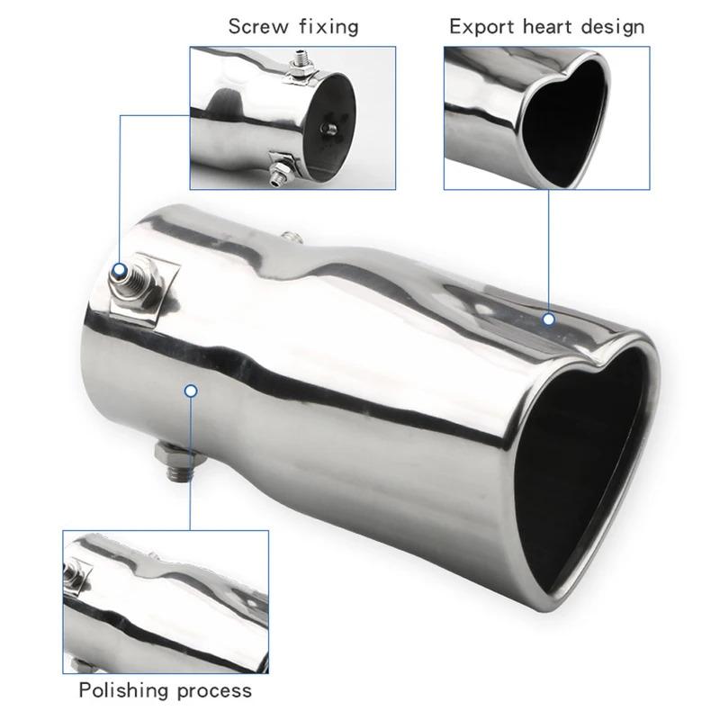 1 sztuka Uniwersalna stal nierdzewna Kształt serca Końcówka wydechu 63mm/2.5'' Rura wydechowa Tłumik Samochodowy Tłumik Końcówka wydechu Modyfikacja