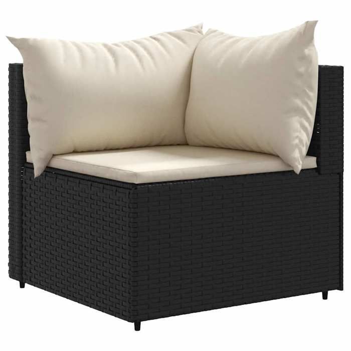 VidaXL Salon de jardin 8 pcs avec coussins noir résine tressée, ensemble de canapés d'extérieur, canapé d'angle de jardin 3308232
