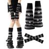 Yawlsow Beinwärmer Lockere Socken Arm Handgelenk Damen Mädchen Y2k Strick Rüsche Winter Pailletten Niedlich Lang Goth Harajuku Accessoires