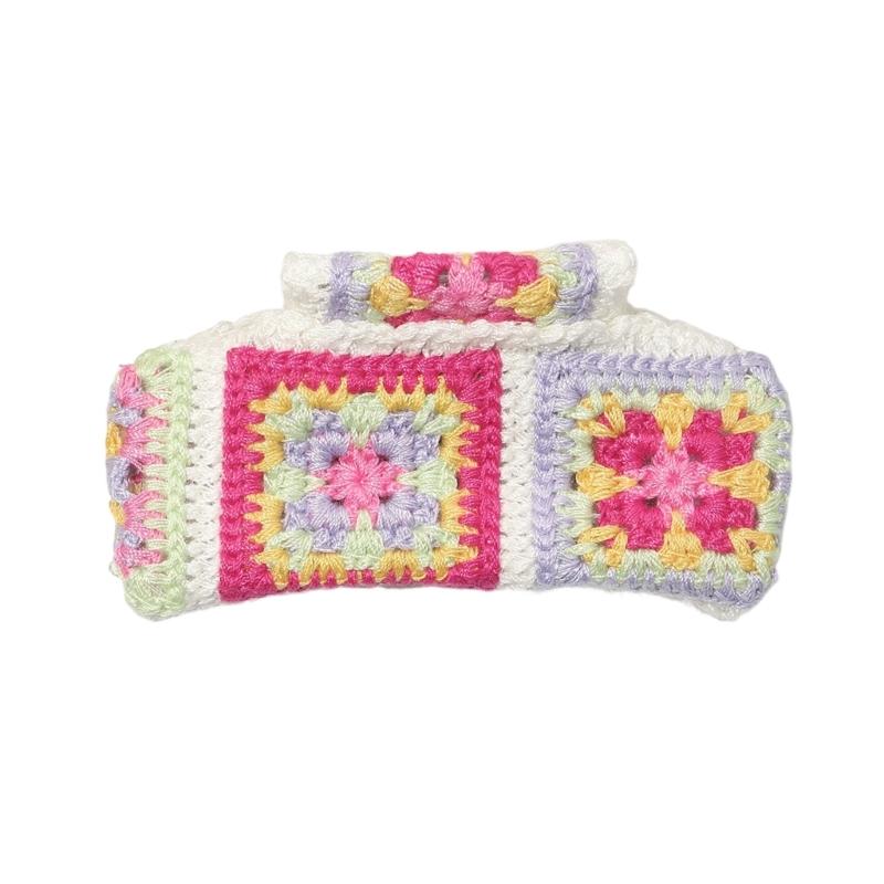 Secure Grip Knitted Hair Clip for Active Lifestyle Comfortable Fashion Flower Hairpin Nonslip Sports Activity