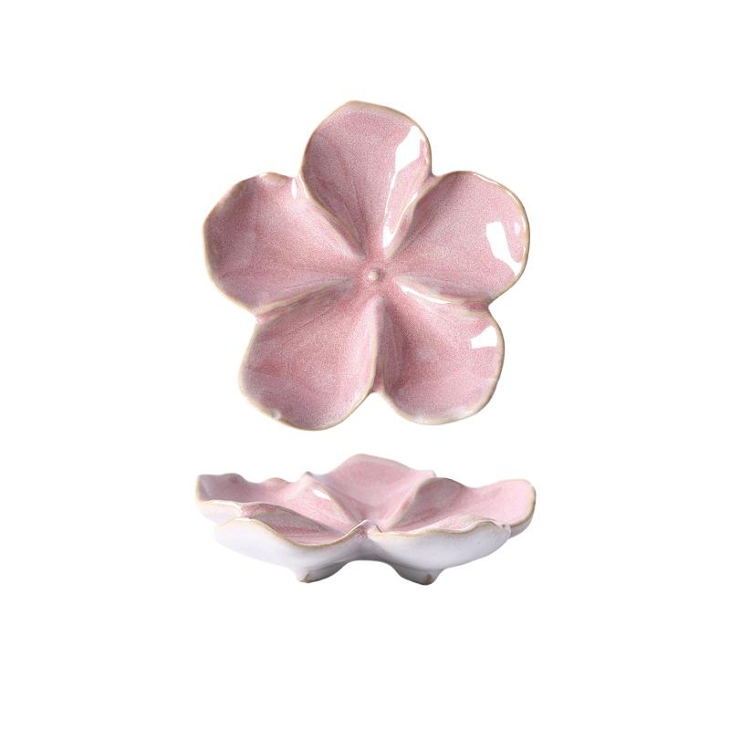 Vintage Ceramic Craft Dish Flower Shaped Small Dish Creative Dipping Sauce Small Dish Multi-color Kiln Transformed Dish Gift