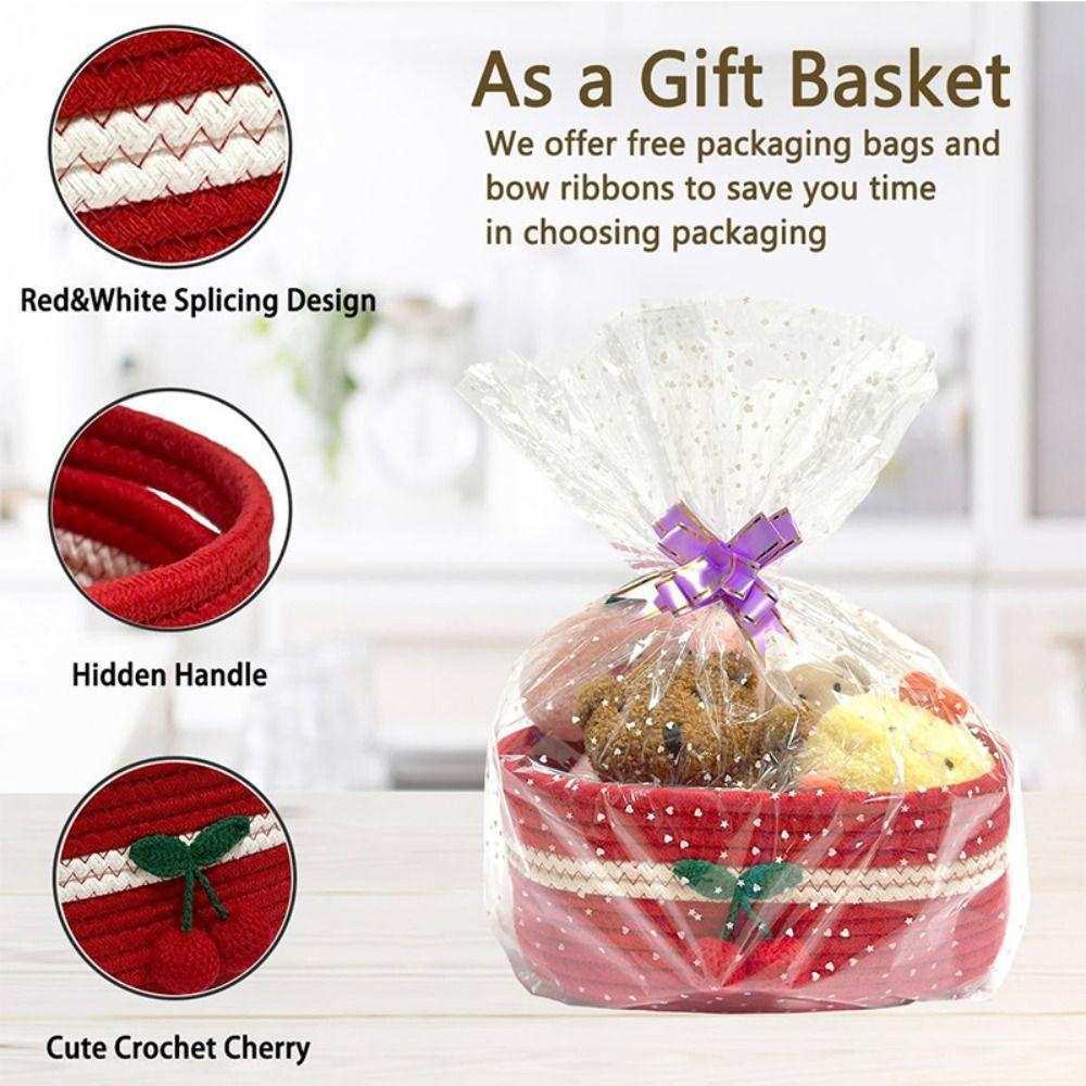 Creative Red Cherry Basket Handmade Clothing Sorting Basket Woven Storage Basket Cosmetics