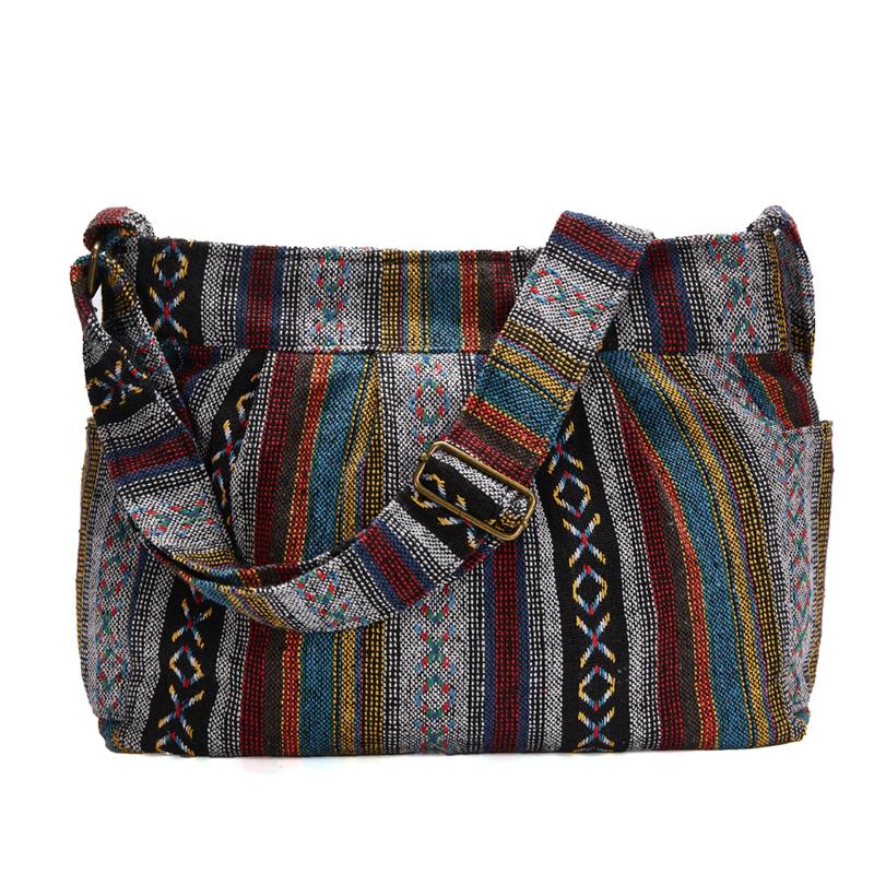 Annmouler Large Capacity Shoulder Bag Bohemian Style Crossbody Bag Vintage Hobo Bag Multi-pockets Messenger Bag for Ladies