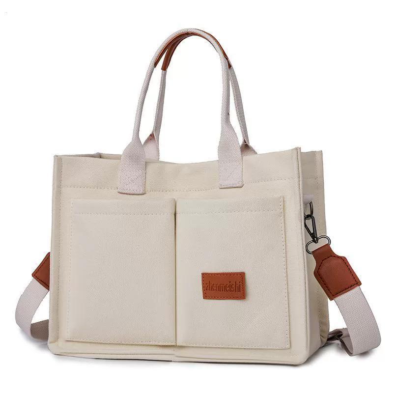 Women s Canvas Tote Bag Large Crossbody Laptop Handbag for Work Travel Nurse Teacher бежевый 1500₽