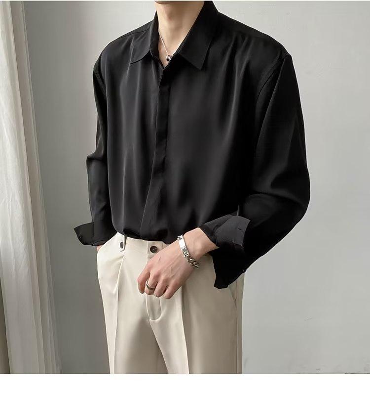 Men's Summer 2025 Lightly Mature Loose Fit Non-Iron Long Sleeve Shirt