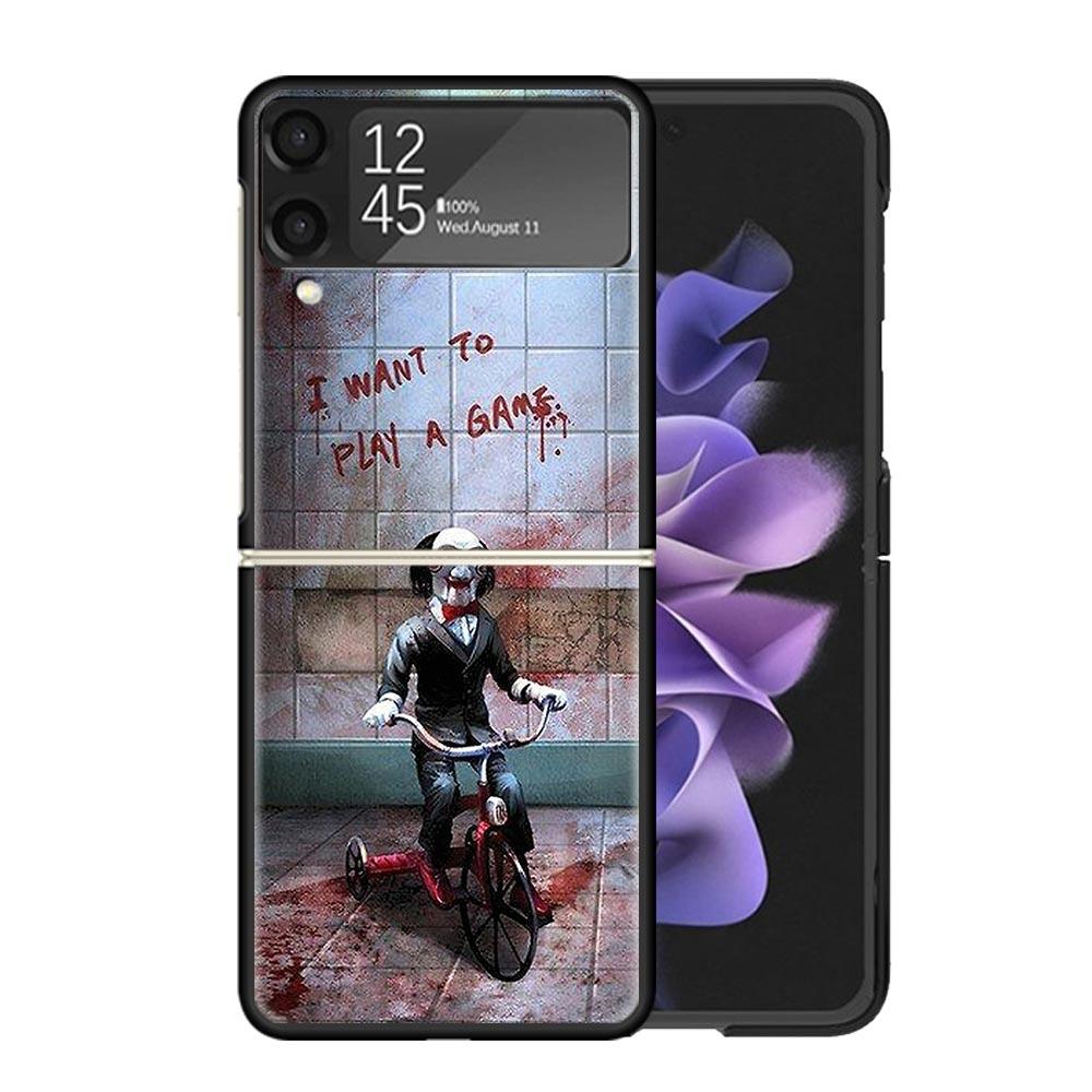 The Jigsaw Killer Horror Clear Phone Case For Samsung Z Flip 7 6 5 4 3 Galaxy ZFlip7 ZFlip6 ZFlip5 ZFlip4 ZFlip3 5G Print Cover