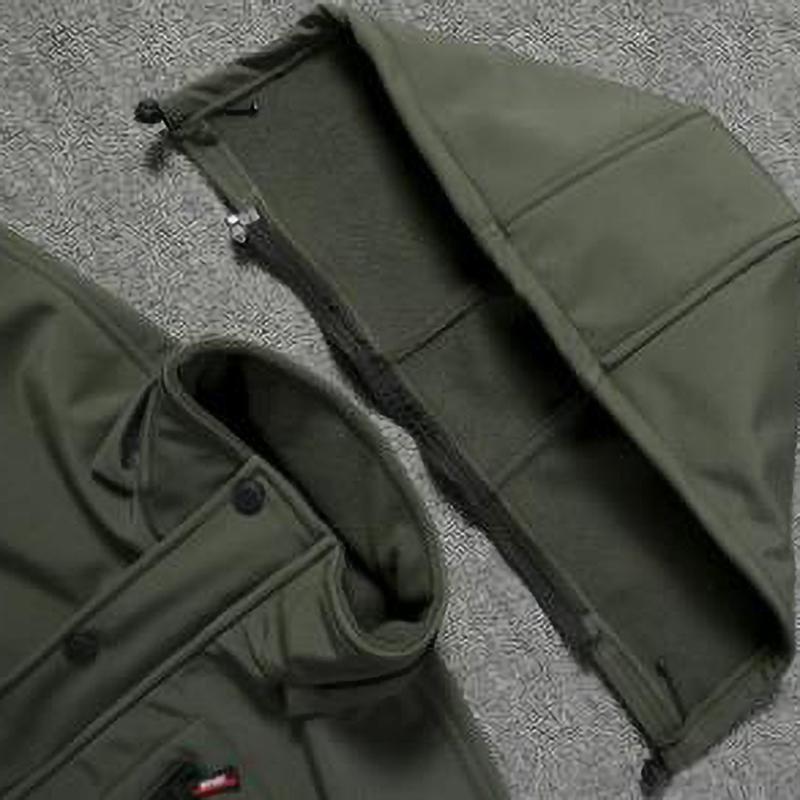 Conjunto de Veludo com Capuz Cor Sólida Outono Inverno Fato de Proteção para Trabalho ao Ar Livre Casual Montanhismo Fato de Trabalho