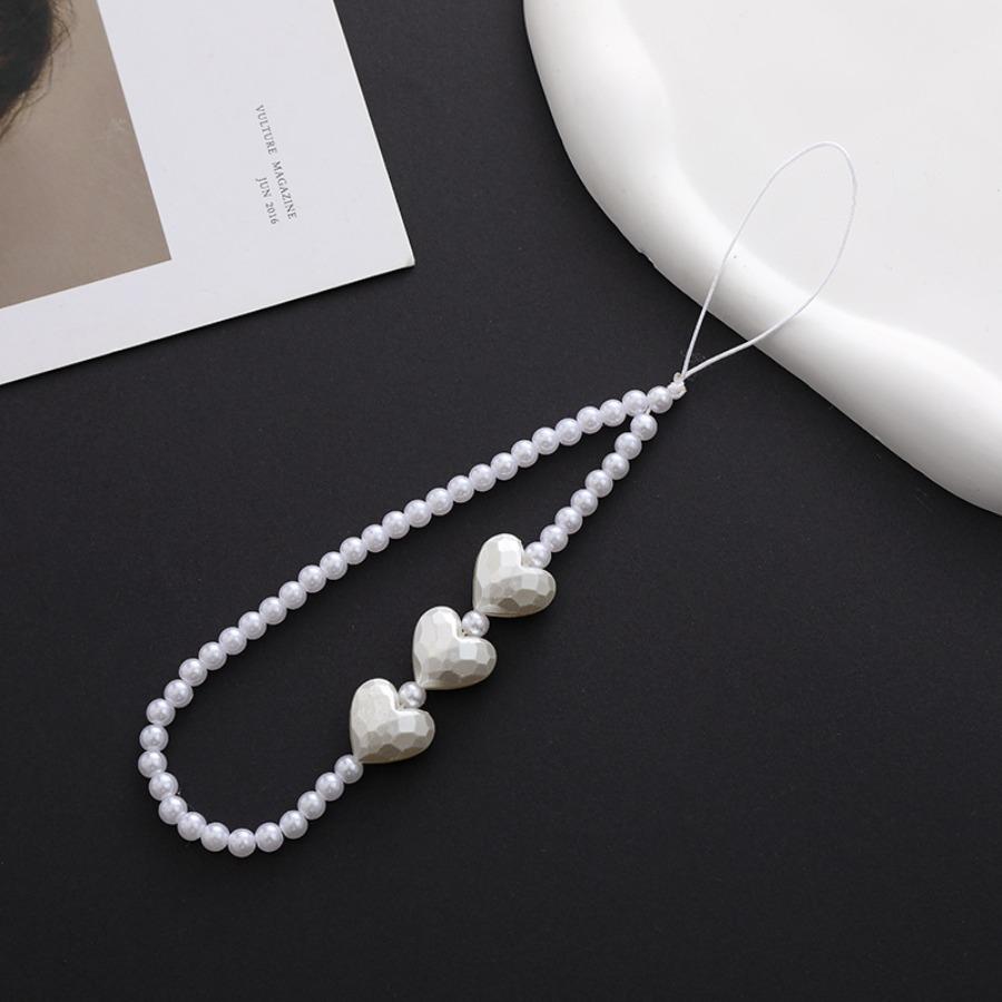 New Heart-Shaped Beaded Phone Chain, Wooden Heart Accessory, Anti-Drop and Anti-Loss Phone Case Pendant, Wristband