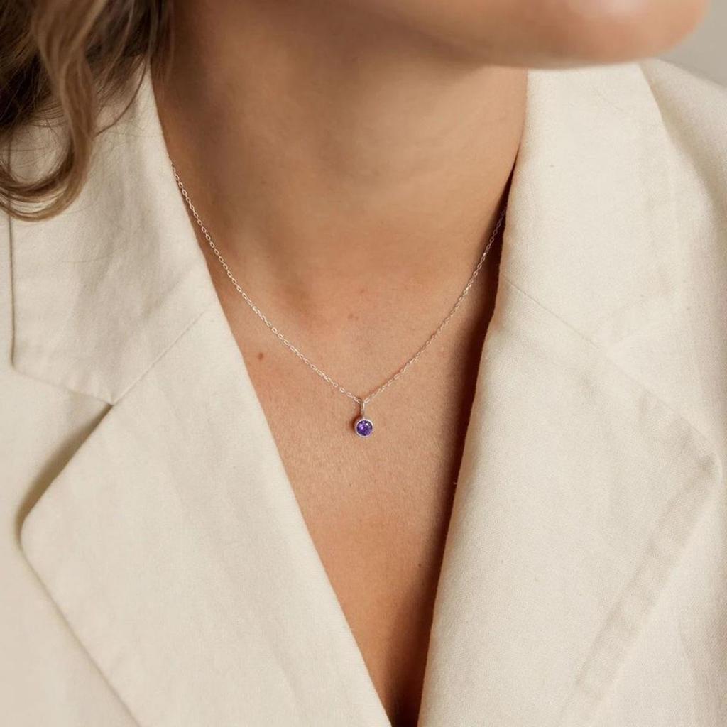 18K Gold Birthstone Stainless Steel Pendant Necklace
