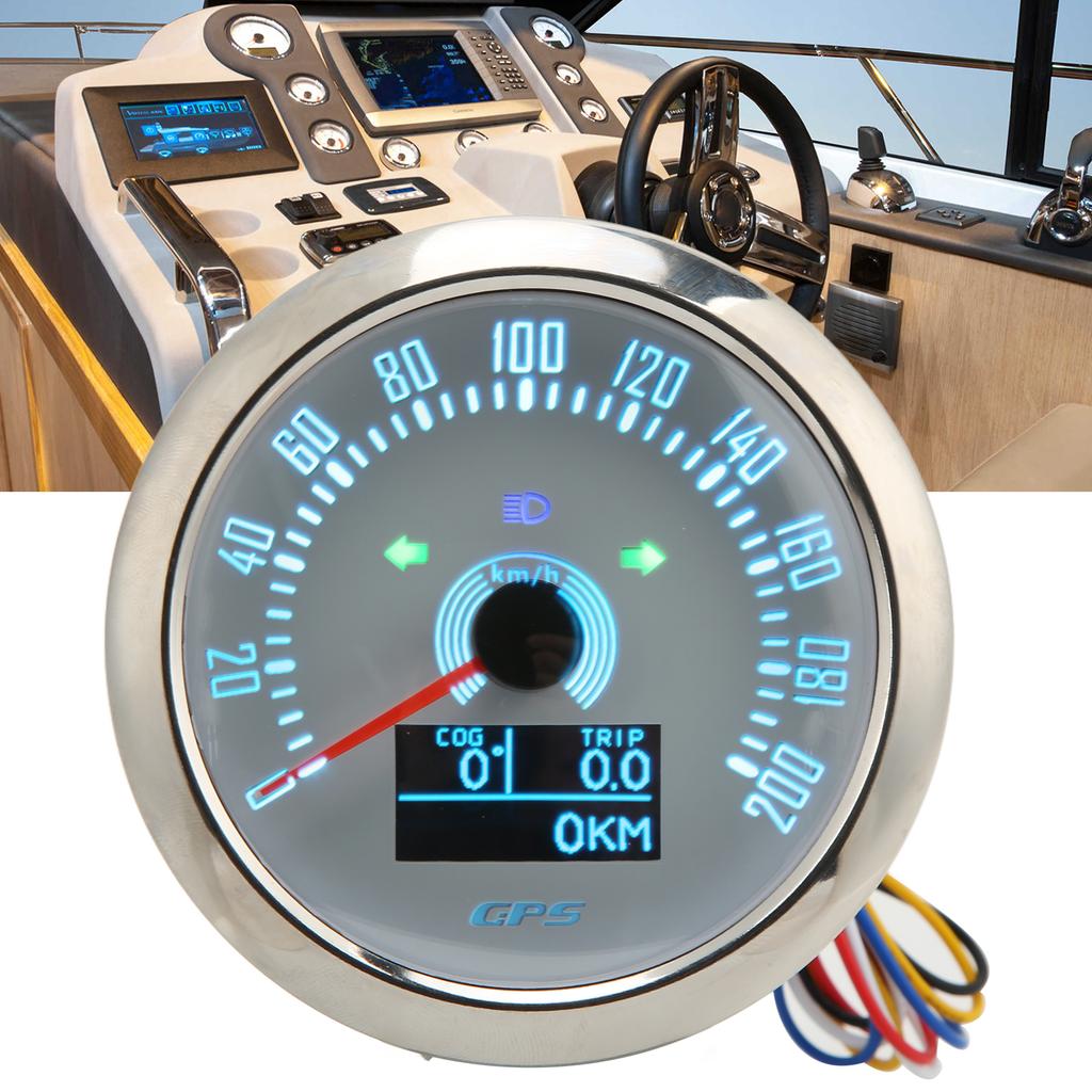 85mm GPS Speedometer with Turn Signal Light 0‑200KMCelsiusH   7 Color Backlit for Car RV Ship