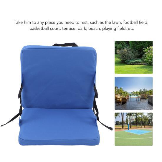 Thickened Anti Dirt Outdoor Seat Back Cushion Portable Folding Stadium Seat with Back Support for Camping Concert Blue 