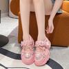 Men Women Summer Casual Sneakers Breathable Platform Crystal Flower Shoes Chunky 7.5CM Hidden Heels Hollow Leisure Woman