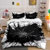 Gray Spider with Dark Web Pattern Duvet Cover Set Digital Print Colorful Polyester Bedding with Zipper Closur for Kids Gifts