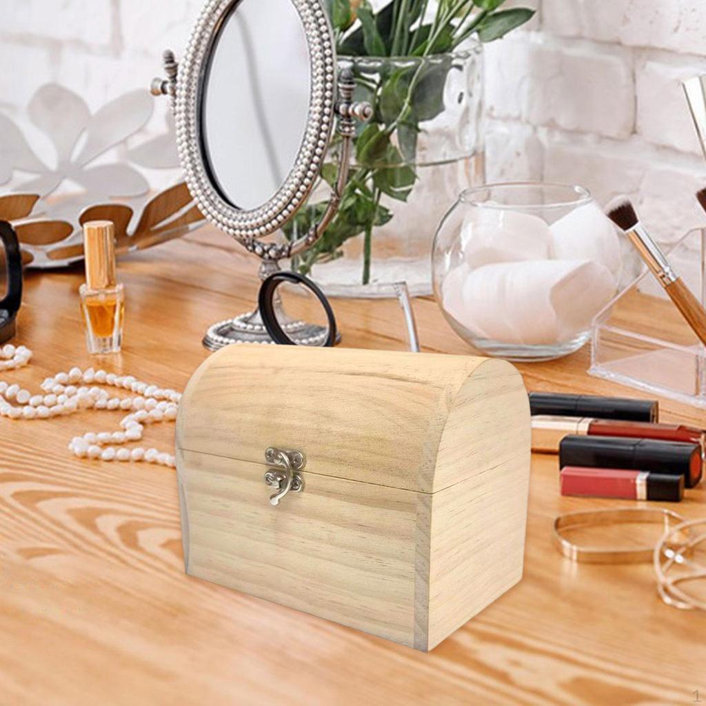 Scatola di Legno Grezzo Portagioie Decorativo Porta Ricordi Cassa del Tesoro di Legno Non Dipinto per