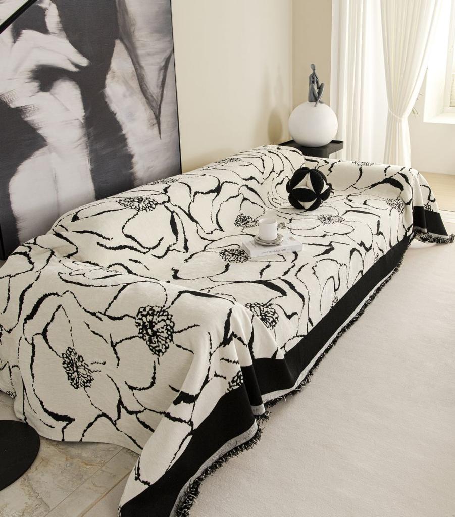 Black White Sofa Cushion Cover Sofa Cover Chenille Universal Sofa Towel Couch Cover Pet Mat Living Room Sofa Dust Proof