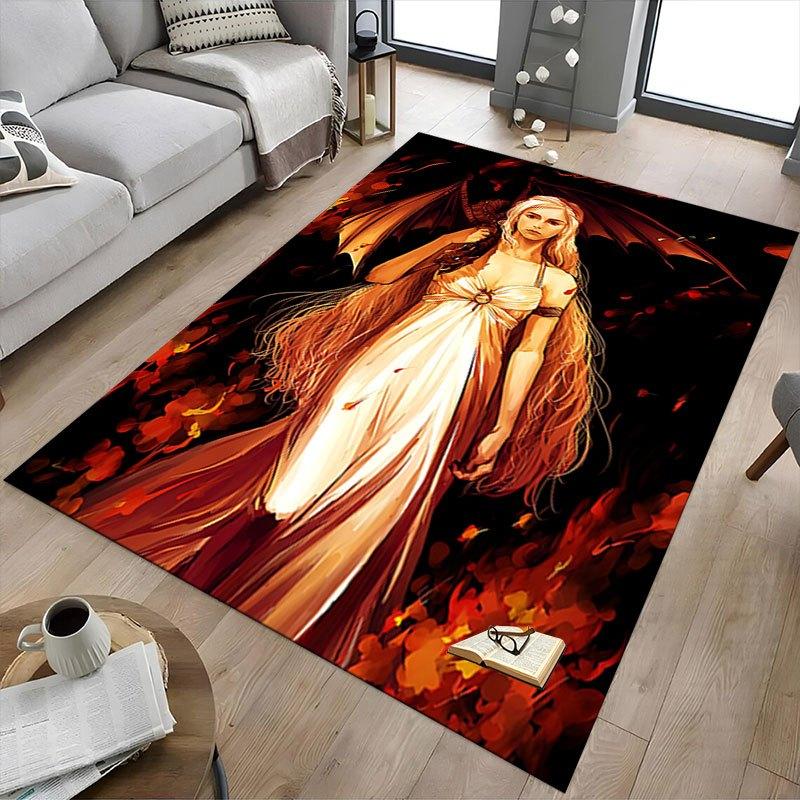 1pc Fire and Blood Office Carpet Chair Mats, Home Decor Mat Fantasy Theme Mat Durable Mat, Dragon Decor,Suitable for Fantasy Theme Lovers