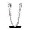 Silver Clasp 925 Silver CZ Pave Clip Charms Daisy Beads Stopper Safety Chain Fit Original Bangle Bracelet Jewelry Clip