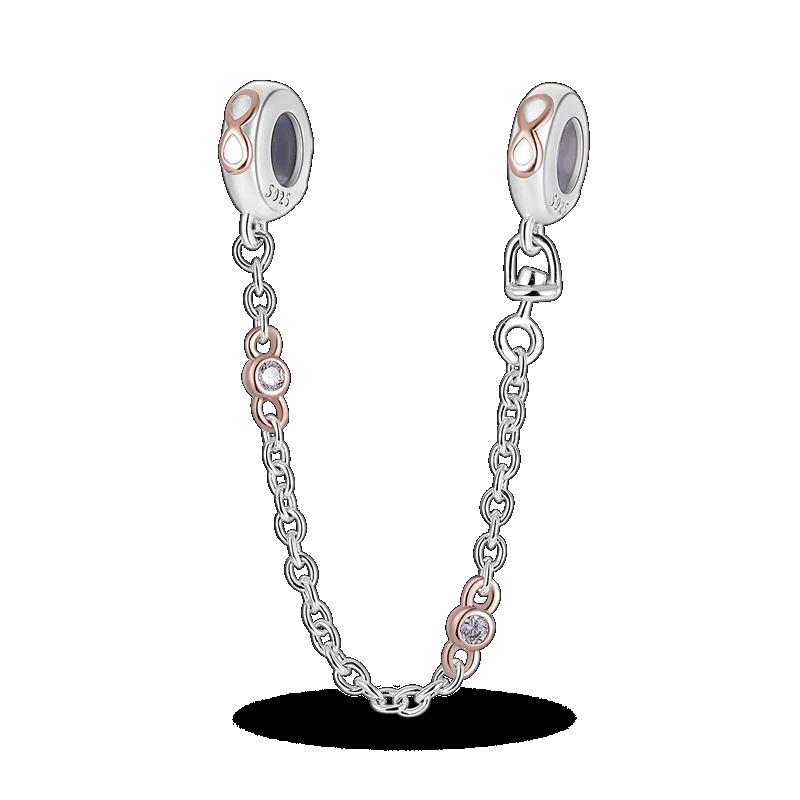 Silver Clasp 925 Silver CZ Pave Clip Charms Daisy Beads Stopper Safety Chain Fit Original Bangle Bracelet Jewelry Clip