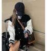 Women's Retro Embroidered Color Block Baseball Jacket - Autumn 2025 Edition