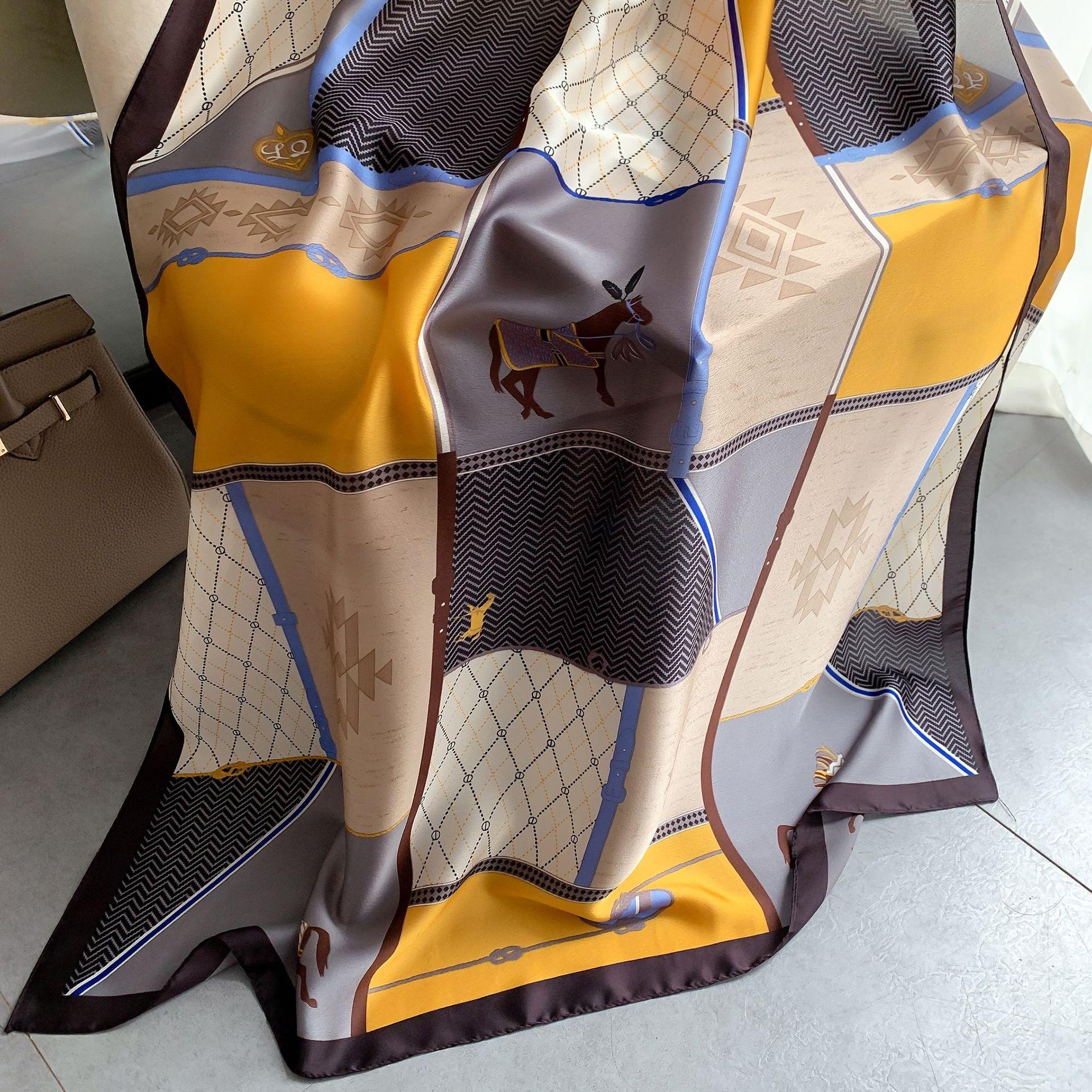 

Высококачественные роскошные шелковые шарфы, повязка на голову, шарфы, шейный шарф для женщин, шелковый шарф с цепочкой, женская декоративная шаль 180-90cm