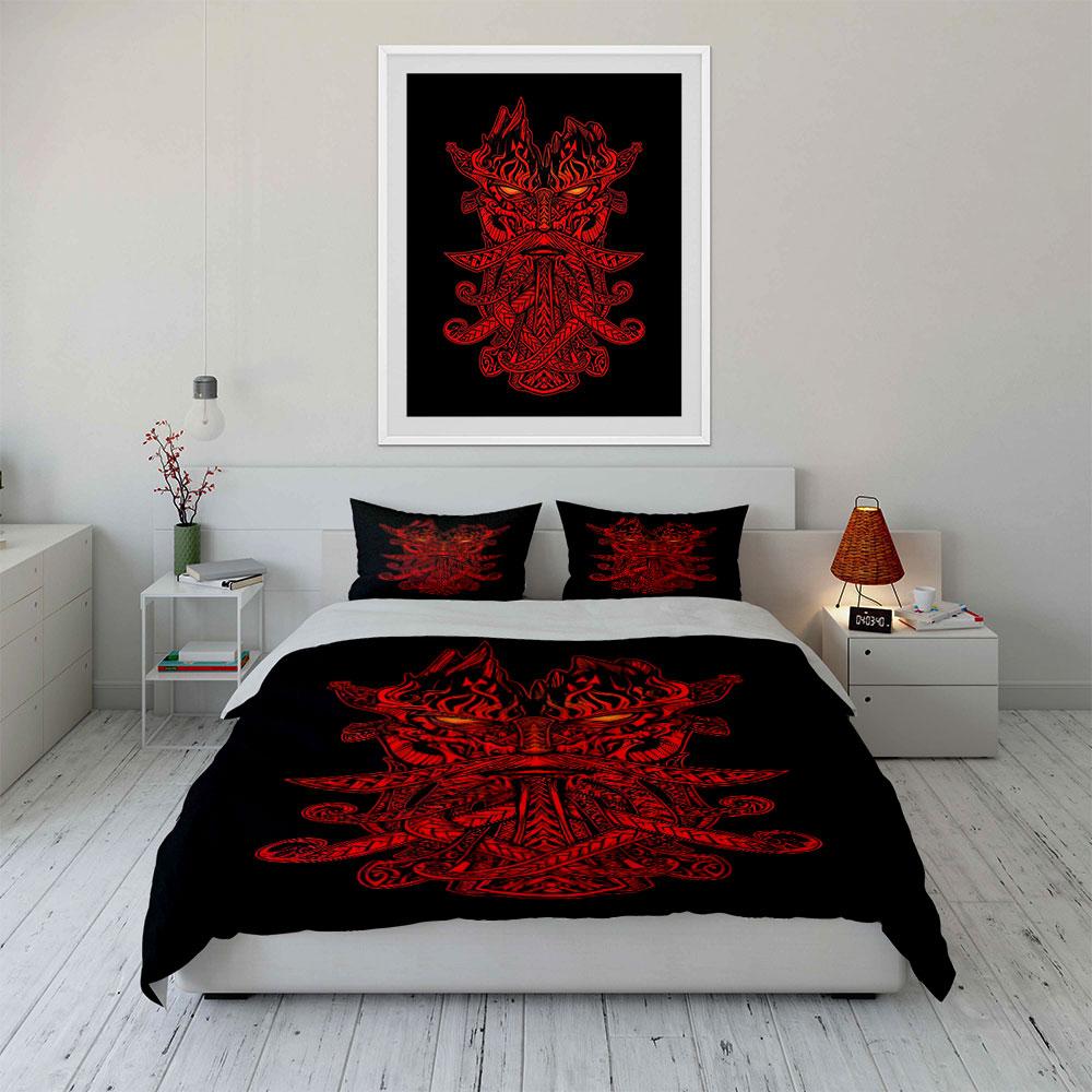 Fiery red tribal design. Bedding sets Duvet cover sets Duvet covers Pillowcases(1 * Duvet Cover 2 * Pillowcases, without duvet insert)