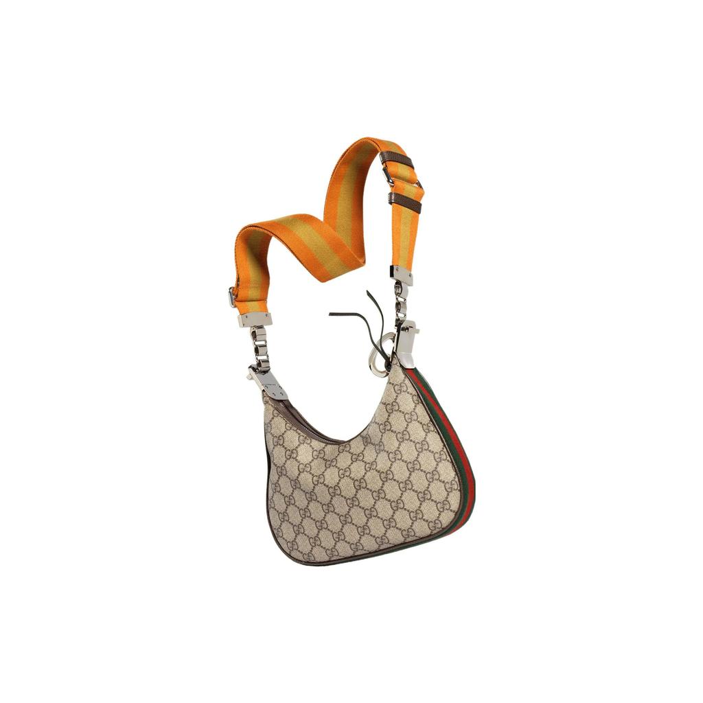 Gucci Attache Palladium Hardware Canvas Leather Trim Dumpling Bag Women Handbags 699409-96GRN-4091