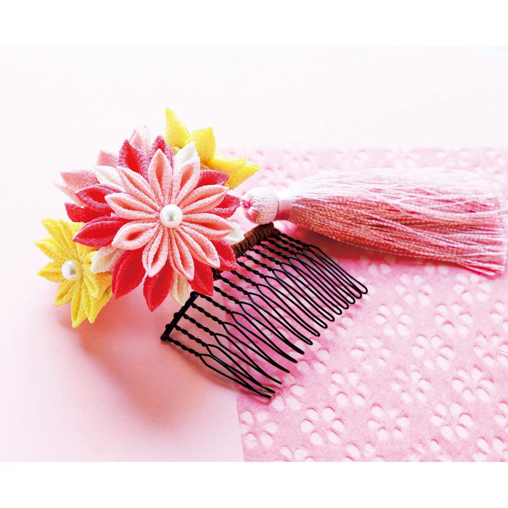 Nippon Chuko Tsumami Zaiku Flower Craft Colored Japanese Tsumami Zaiku Kit Kit, "Elegant Comb" S50-5, Crafts,